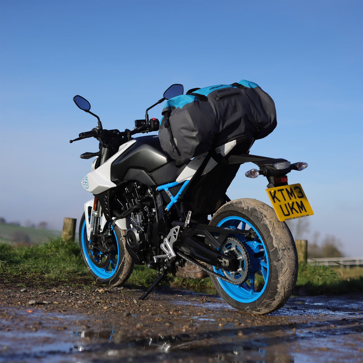 Oxford AQUA T-50 Waterproof Motorcycle Motorbike Roll Bag 50L Blue/Grey