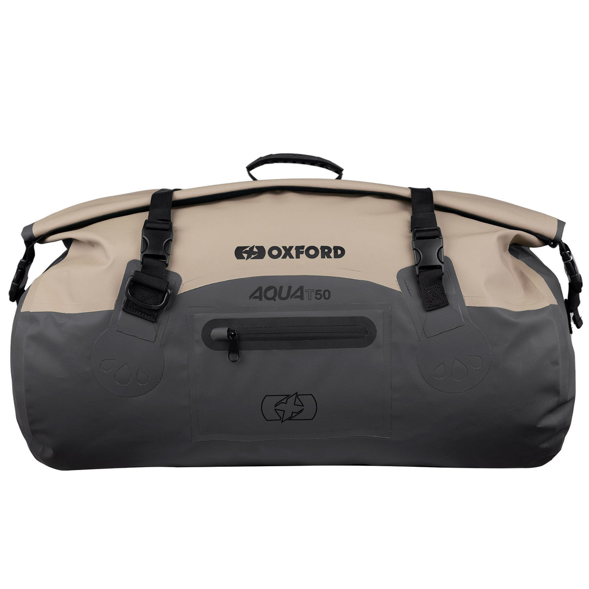 Oxford AQUA T-50 Waterproof Motorcycle Motorbike Roll Bag 50L Desert/Grey