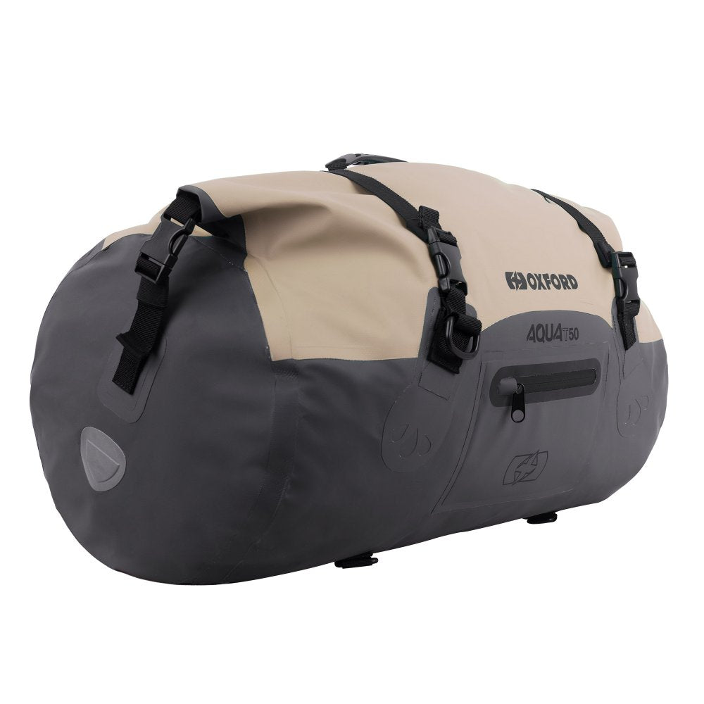 Oxford AQUA T-50 Waterproof Motorcycle Motorbike Roll Bag 50L Desert/Grey