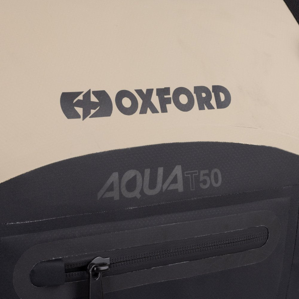 Oxford AQUA T-50 Waterproof Motorcycle Motorbike Roll Bag 50L Desert/Grey