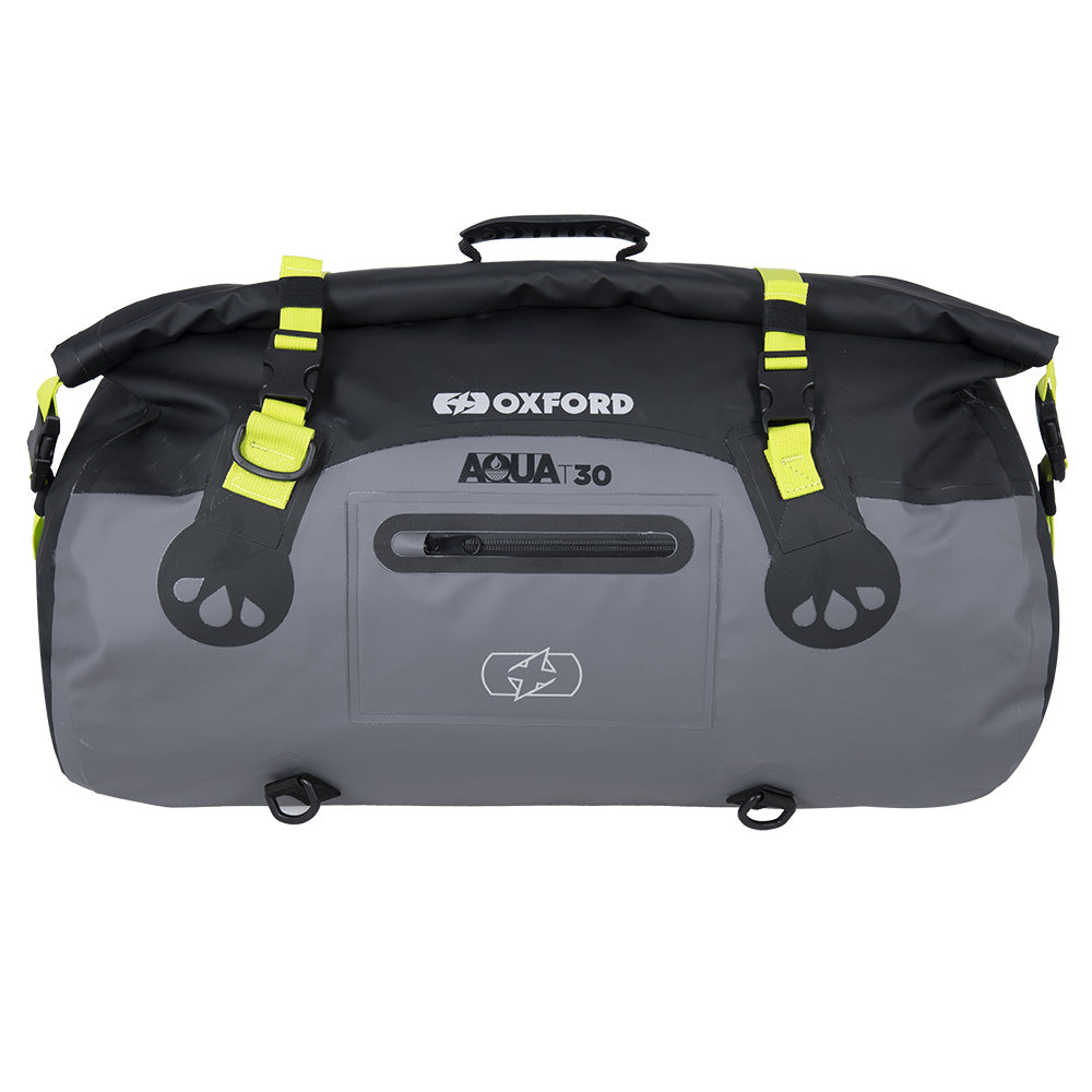 Oxford AQUA T-30 Waterproof Motorcycle Motorbike Roll Bag 30L Black/Grey/Fluo