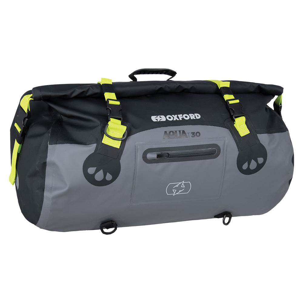 Oxford AQUA T-30 Waterproof Motorcycle Motorbike Roll Bag 30L Black/Grey/Fluo