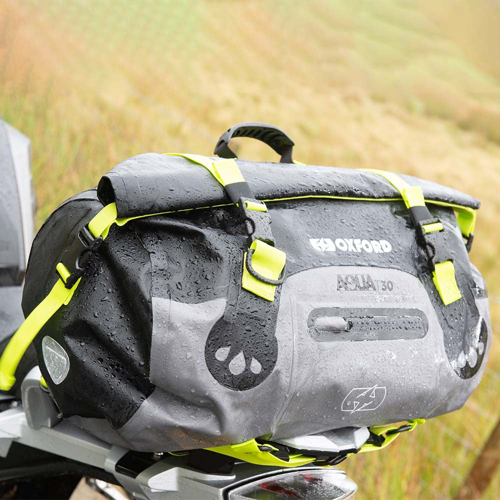 Oxford AQUA T-30 Waterproof Motorcycle Motorbike Roll Bag 30L Black/Grey/Fluo