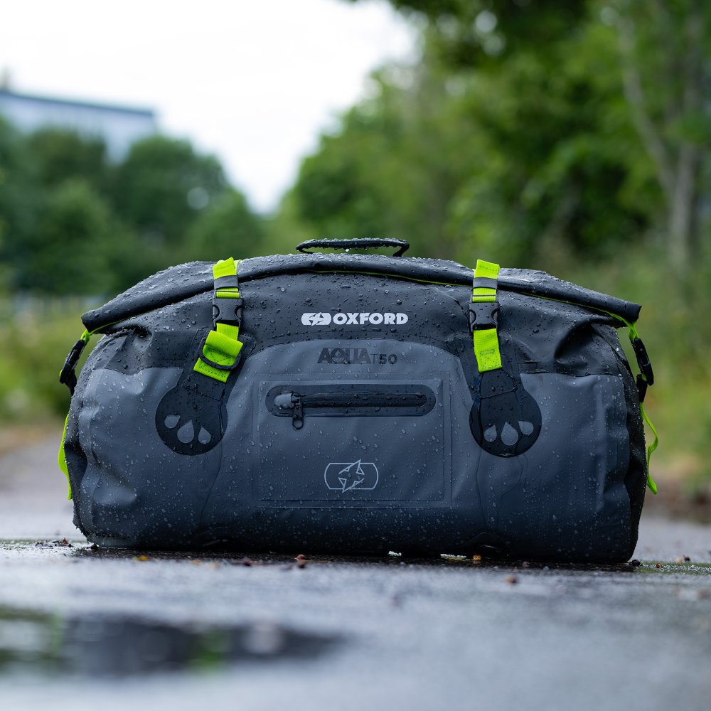 Oxford AQUA T-50 Waterproof Motorcycle Motorbike Roll Bag 50L Black/Grey/Fluo