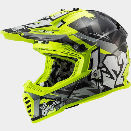 LS2 MX437 FAST EVO MINI II CRUSHER Black Yellow Junior Kids Motorcycle Helmet 