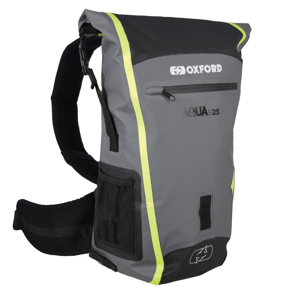 Oxford Aqua B-25 Waterproof Motorcycle Motorbike BackPack 25L Black/Grey/Fluo