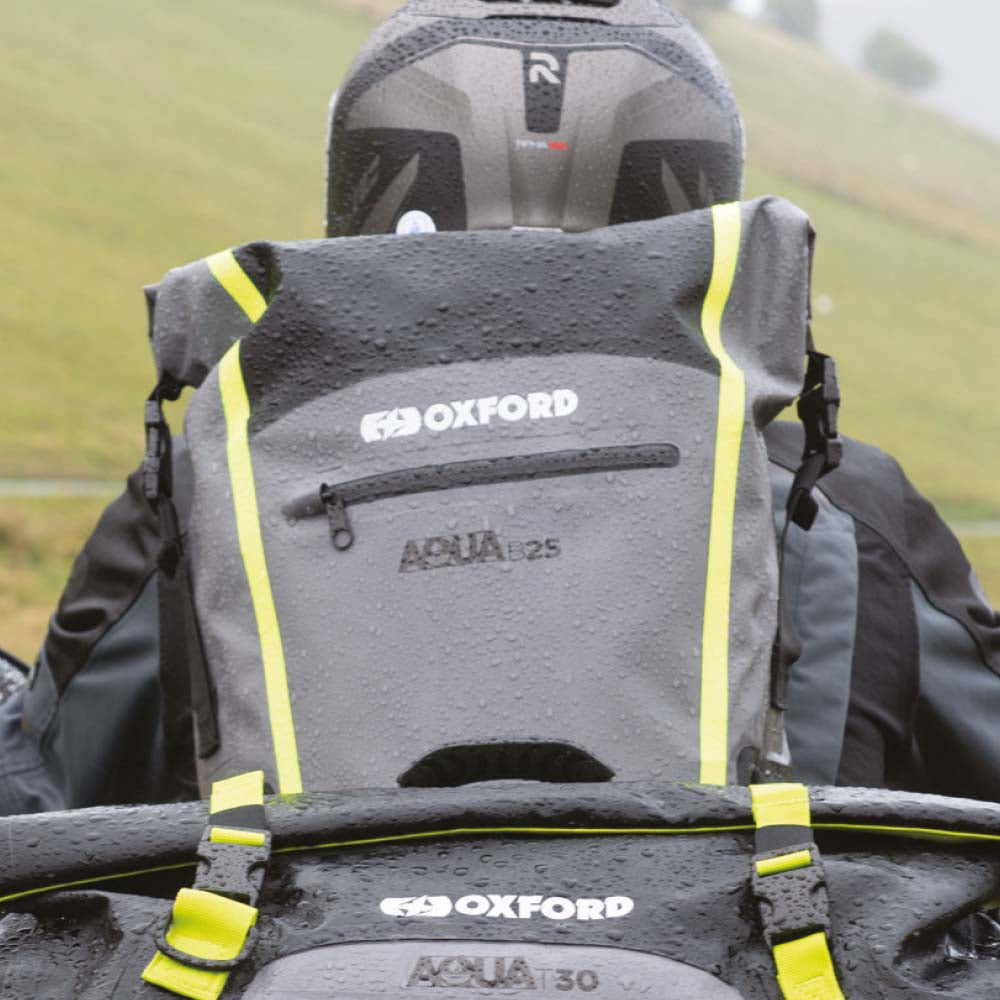 Oxford Aqua B-25 Waterproof Motorcycle Motorbike BackPack 25L Black/Grey/Fluo