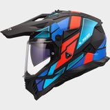 LS2 MX702 Pioneer II Block Red Blue Motorcycle Adventure Helmet