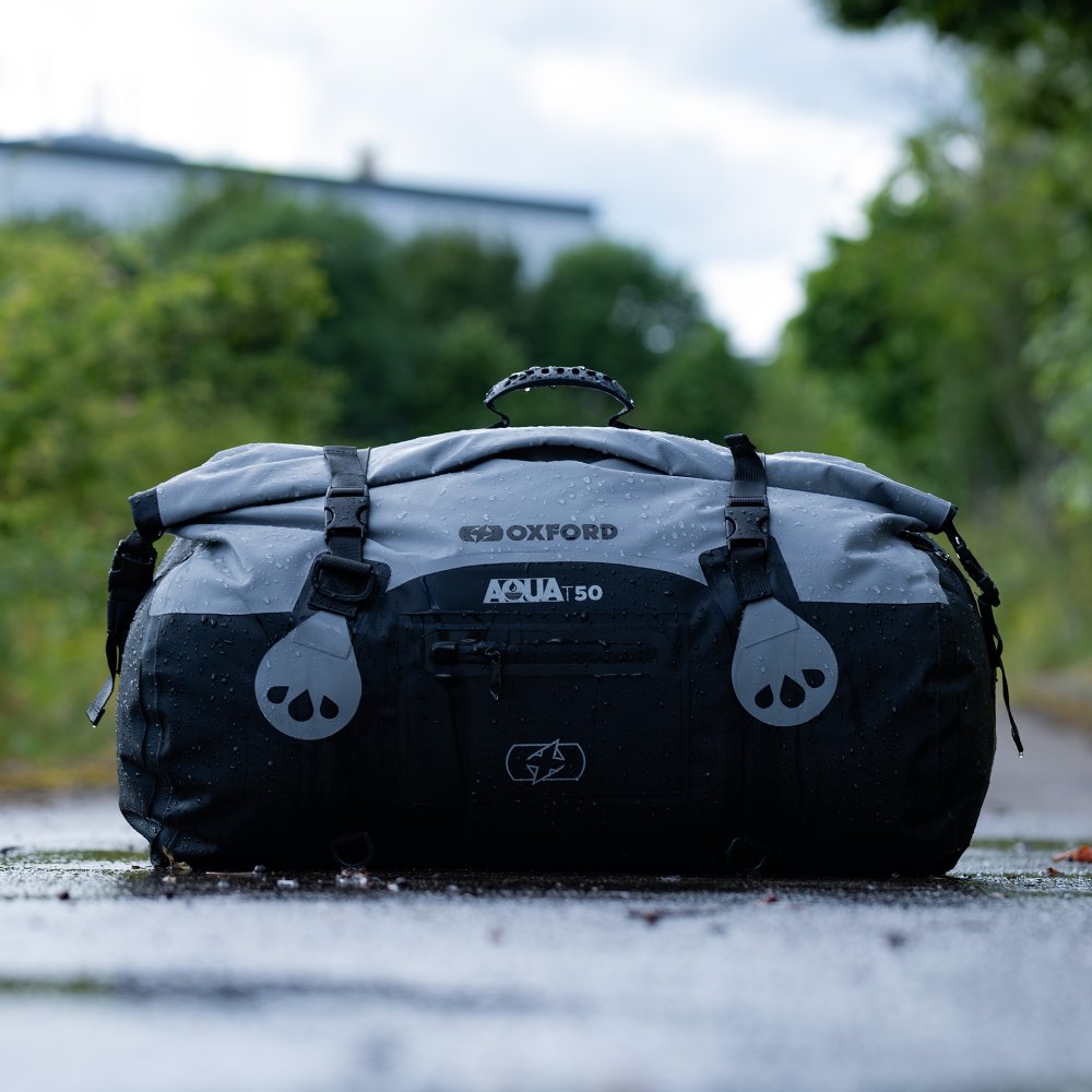 Oxford AQUA T-50 Waterproof Motorcycle Motorbike Roll Bag 50L Grey/Black