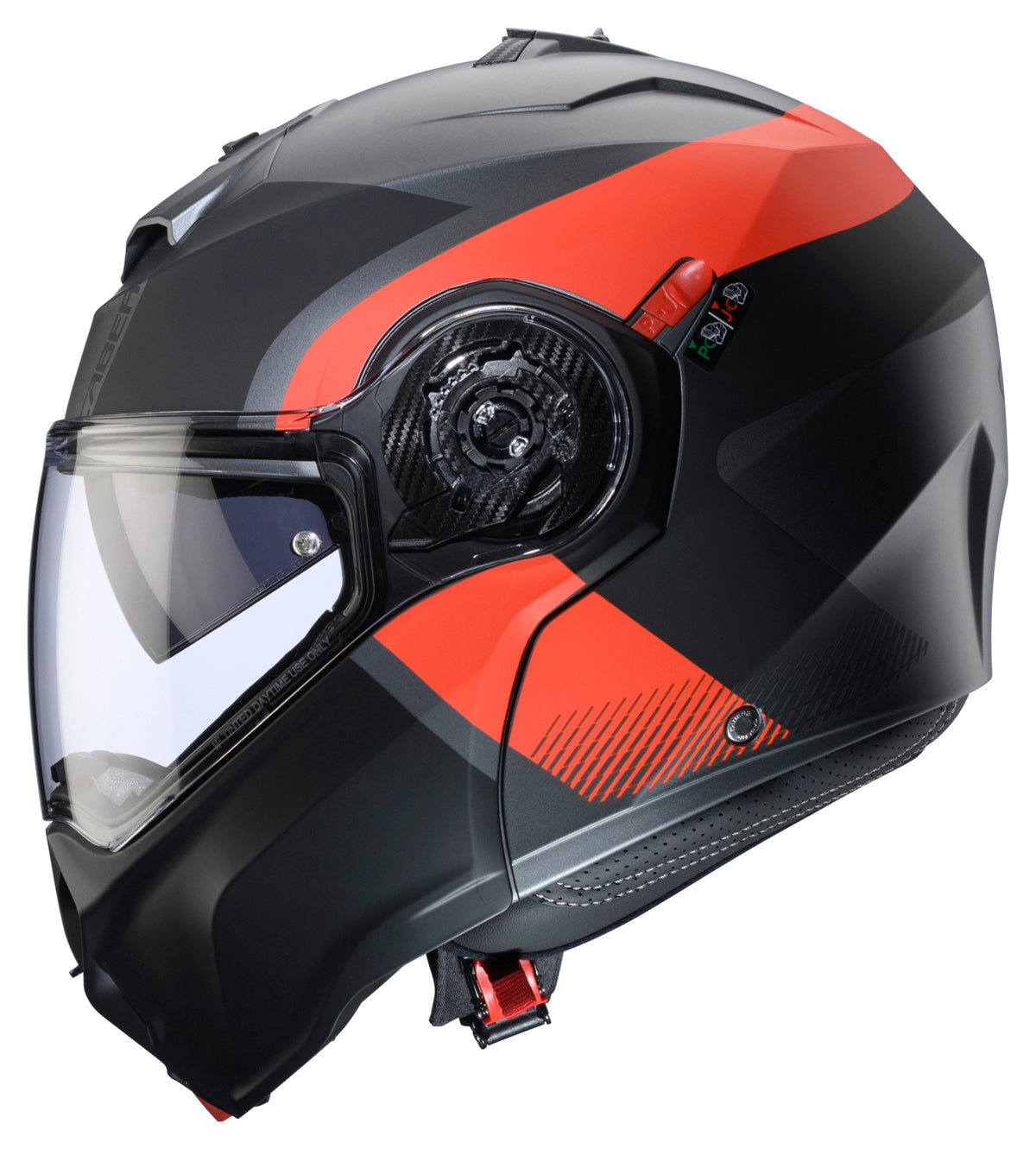 Caberg Duke Evo Indy Matt Gun Metal Fluo Red Black Motorcycle Helmet