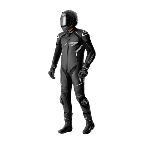 RST S1 D3O CE One Piece Motorcycle Leather Suit Black / Black / White