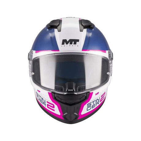 MT Stinger 2 Core Motorcycle Full Face Helmet Gls Navy White Pink