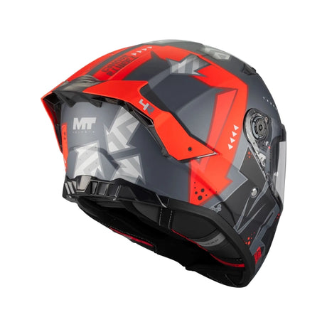 MT Thunder 4 R Canvas Motorcycle Full Face Helmet Matt Black Red