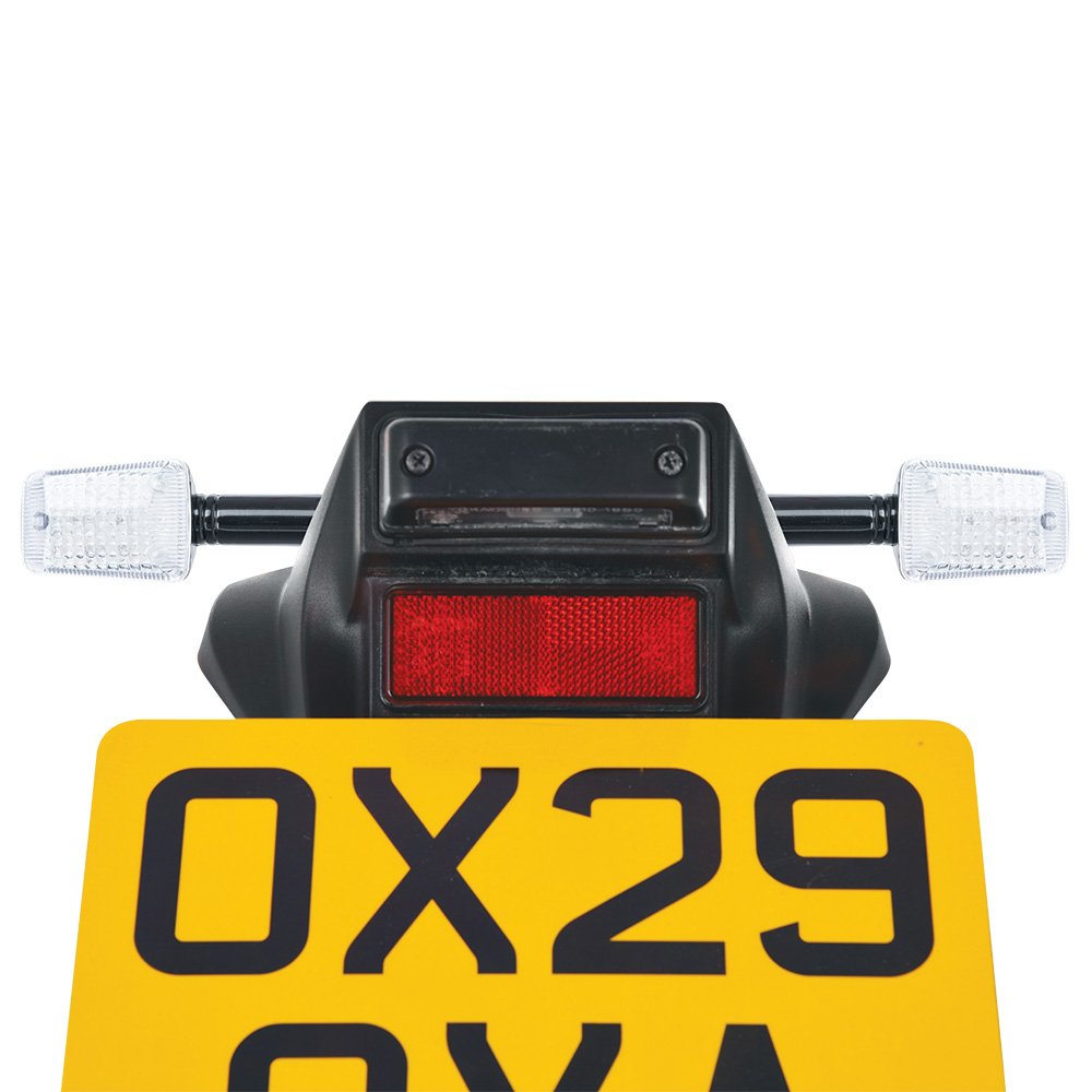 Oxford EL336 Motorcycle Rectangle Indicator Black Long Stem Clear Lens