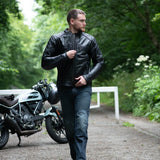 Oxford Route 73 2.0 Men's Leather Motorcycle Jacket Black