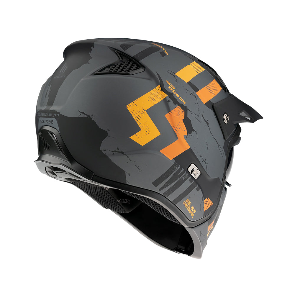 MT Streetfighter Skull A12 Matt Grey Motorcycle Helmet