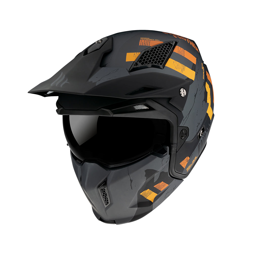 MT Streetfighter Skull A12 Matt Grey Motorcycle Helmet