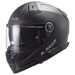 LS2 FF811 Vector II Splitter Tropical Gloss Black White Motorcycle Helmet with LS2 CARDO Intercom 4X Preinstalled