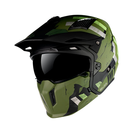MT Streetfighter Skull A16 Matt Green Adventure Motorcycle Helmet