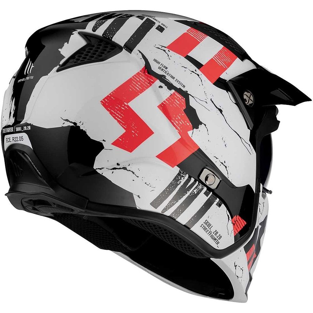 MT Streetfighter Skull A0 Gloss Pearl White Motorcycle Helmet