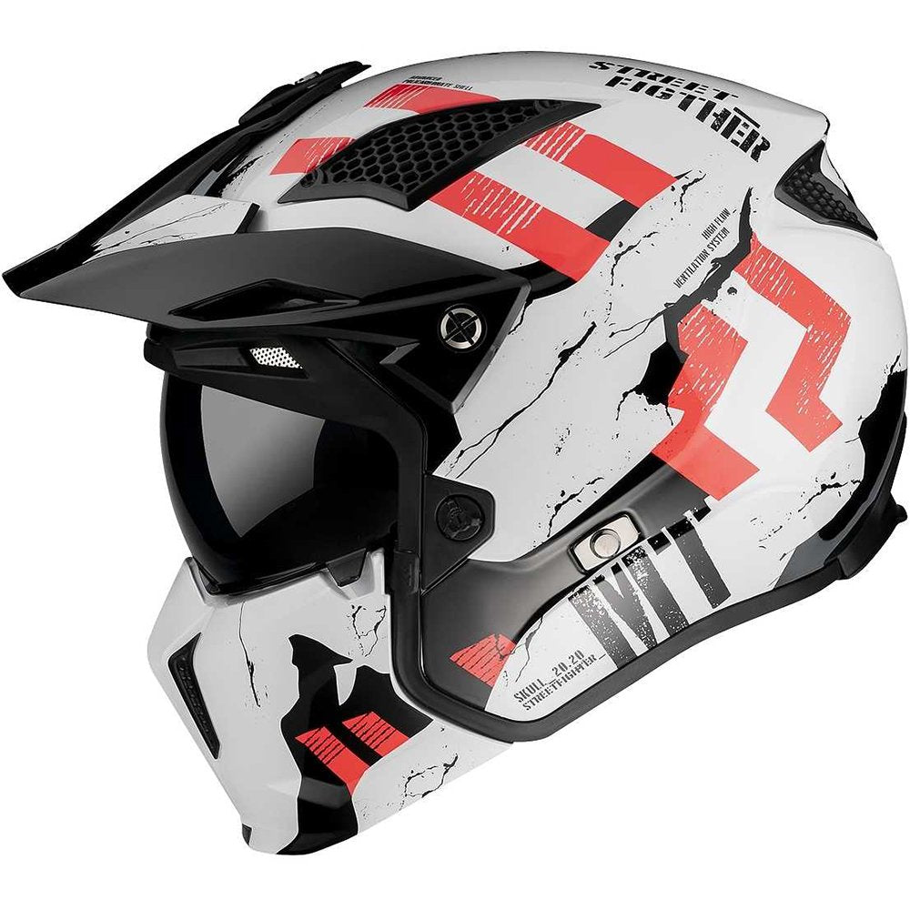 MT Streetfighter Skull A0 Gloss Pearl White Motorcycle Helmet