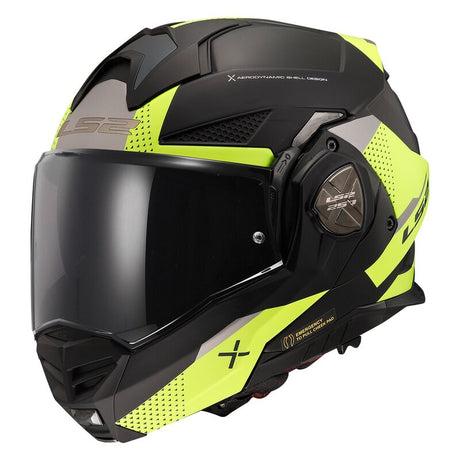 LS2 FF901 ADVANT X Oblivion Matt Black Hi-Viz Yellow 180° Modular Motorcycle Helmet