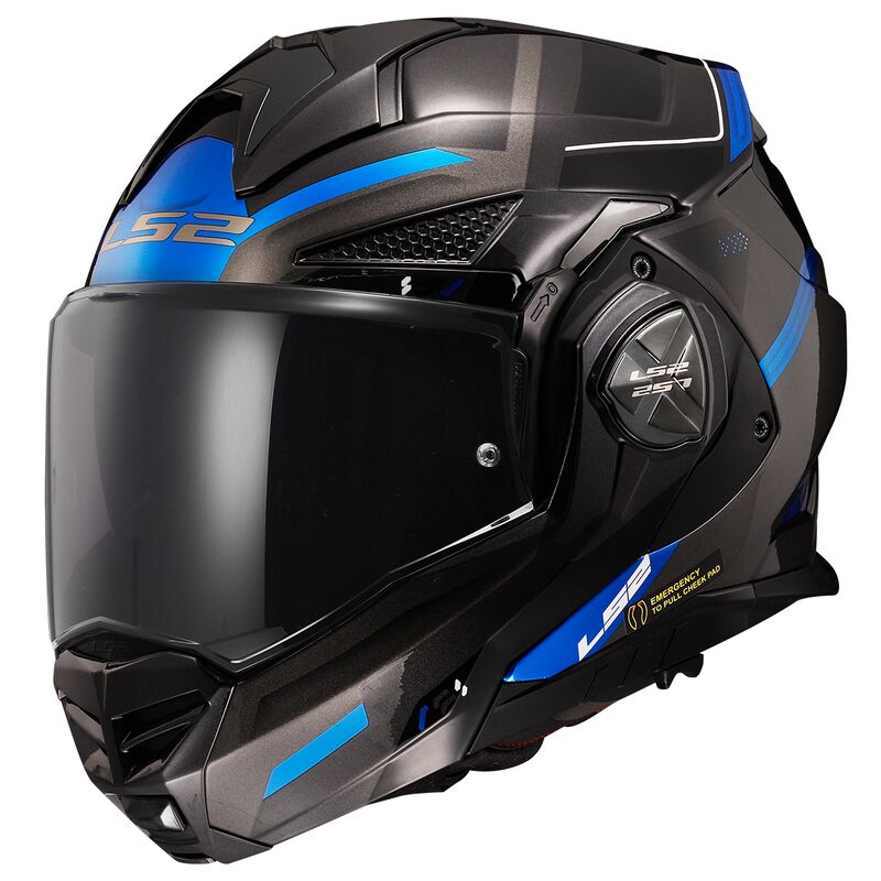 LS2 FF901 ADVANT X Spectrum Titan Blue Black 180° Modular Motorcycle H ...