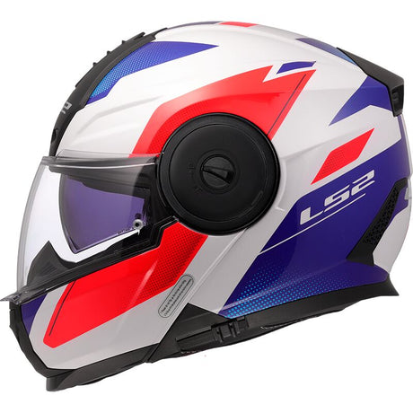 LS2 FF902 Scope II Duria White Blue Red Gloss 90° Flip Modular Motorcycle Helmet