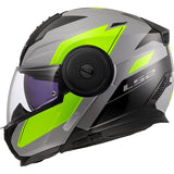 LS2 FF902 Scope II Duria Grey Hi-Vis Yellow Gloss 90° Flip Modular Motorcycle Helmet