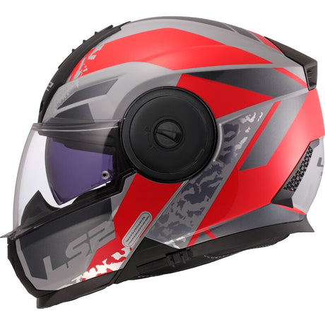 LS2 FF902 Scope II OXYD Grey Red 90° Flip Modular Motorcycle Helmet