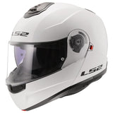 LS2 FF908 STROBE II Solid Gloss White 90° Flip Modular Motorcycle Helmet