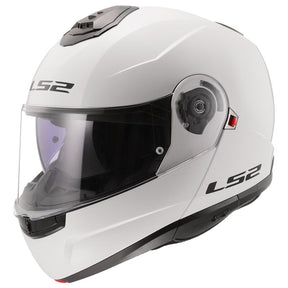 LS2 FF908 STROBE II Solid Gloss White 90° Flip Modular Motorcycle Helmet