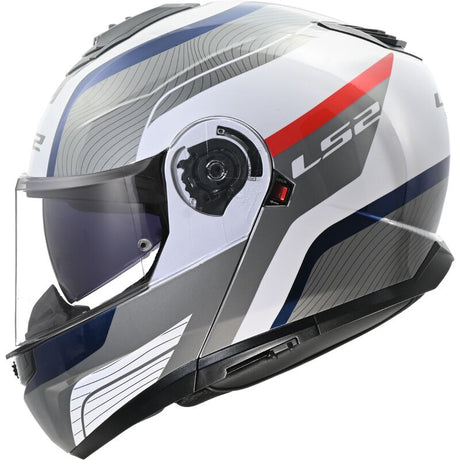 LS2 FF908 STROBE II Monza White Blue Red Gloss 90° Flip Modular Motorcycle Helmet 