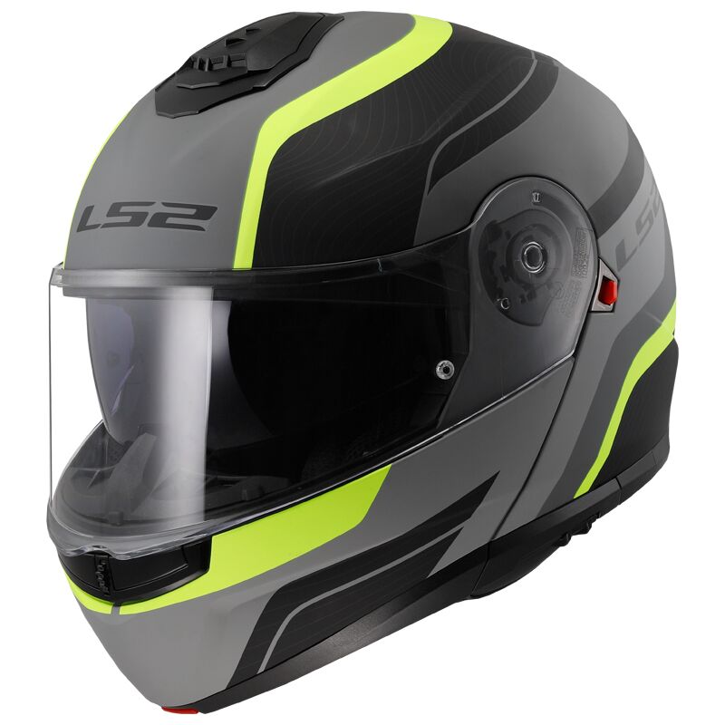 LS2 FF908 STROBE II Monza Matt Black Hi-Vis 90° Flip Modular Motorcycle Helmet