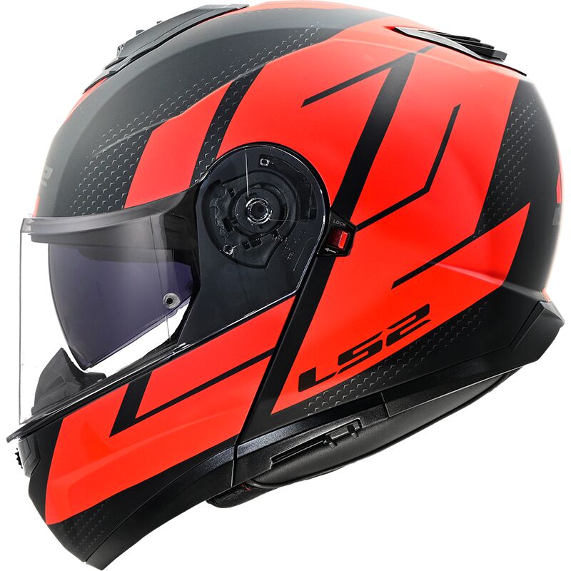 LS2 FF908 STROBE II Code Matt Red Black 90° Flip Modular Motorcycle Helmet 