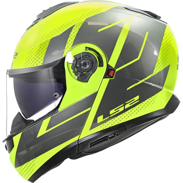 LS2 FF908 STROBE II Code Hi-Vis Yellow Grey Gloss  90° Flip Modular Motorcycle Helmet