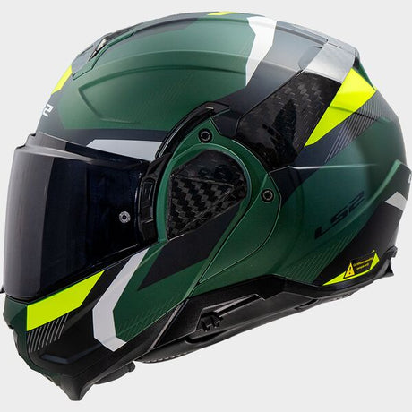 LS2 FF910 Advant II Triple Olive Green 180° Flip Modular Motorcycle Helmet 