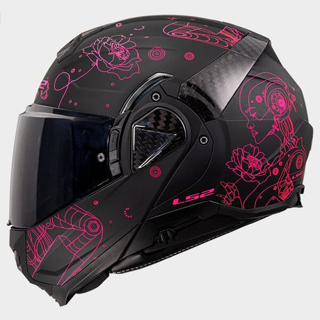 LS2 FF910 Advant II Triple Sophia Black Pink 180° Flip Modular Motorcycle Helmet