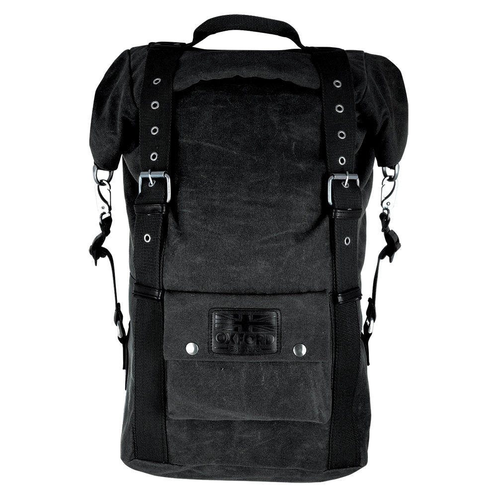 Oxford Heritage Waxed Cotton Motorcycle Motorbike Backpack 30 Litre Black