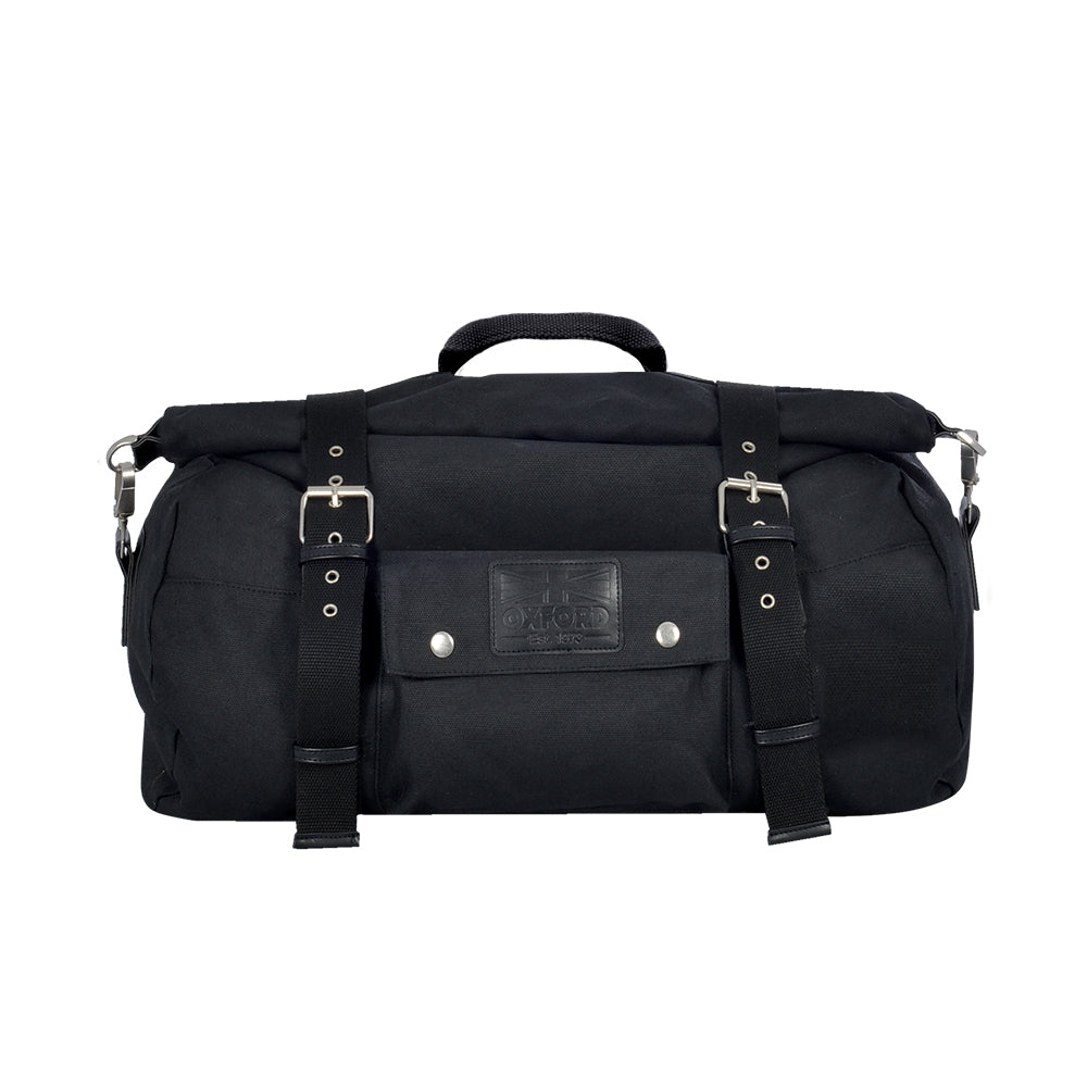 Oxford Heritage Waxed Cotton Motorcycle Motorbike Roll Bag 20L Black