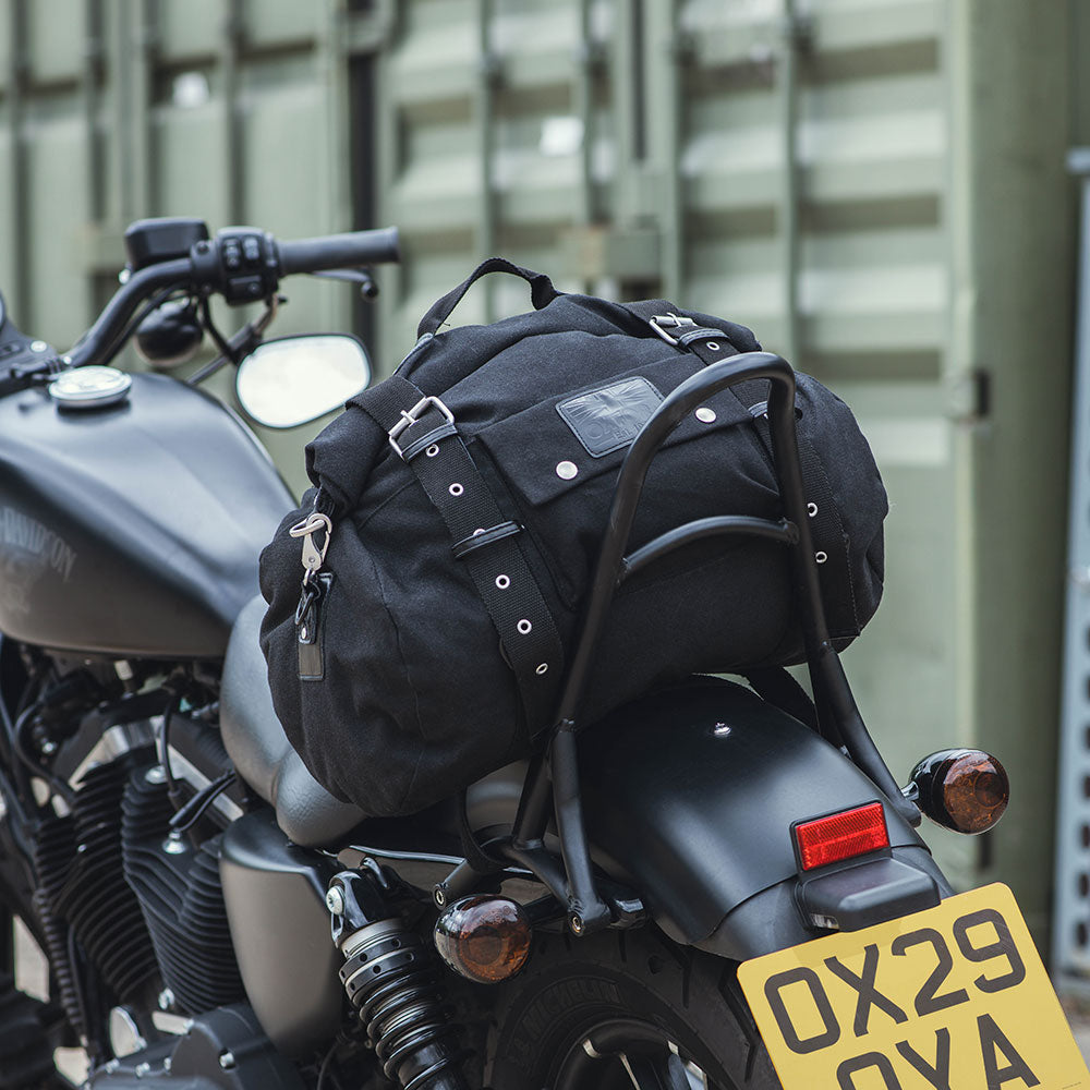 Oxford Heritage Waxed Cotton Motorcycle Motorbike Roll Bag 20L Black