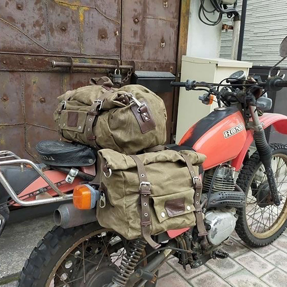 Oxford Heritage Waxed Cotton Motorcycle Motorbike Roll Bag 30L Khaki