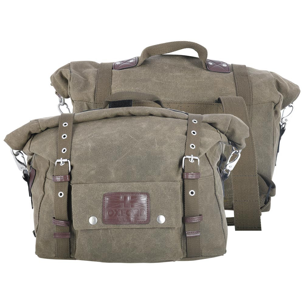Oxford Heritage Motorcycle Panniers Bike Side Bags Soft Luggage Pair 40L Khaki