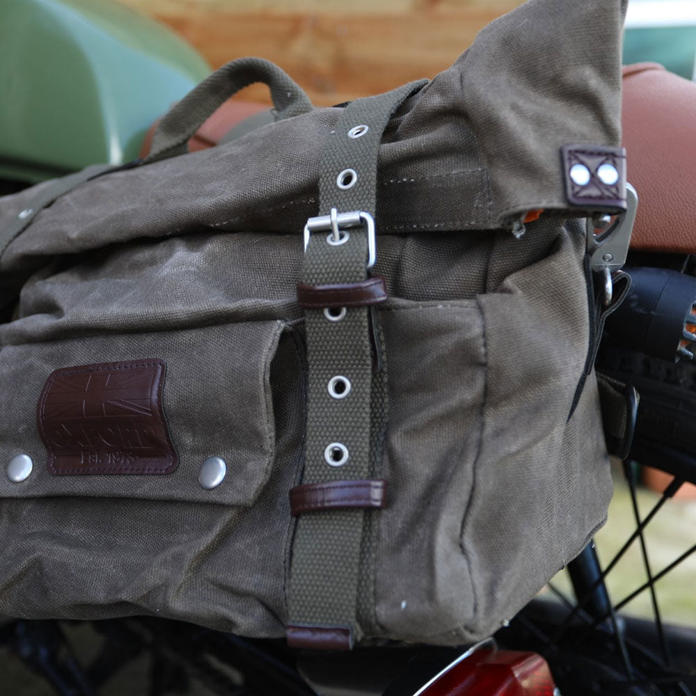 Oxford Heritage Motorcycle Panniers Bike Side Bags Soft Luggage Pair 40L Khaki