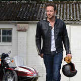 Oxford Bladon Men's Leather Motorcycle Jacket Black