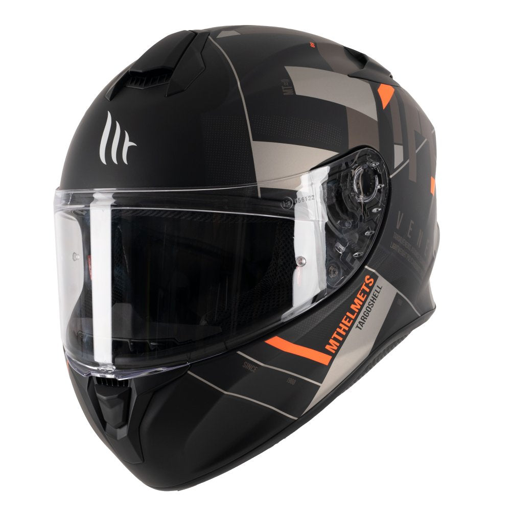 MT Targo Veneris B4 Matt Grey Orange Motorcycle Helmet