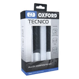 Oxford OX612 Tecnico Replacement Motorcycle Motorbike Handlebar Grips Fits Standard 22mm Black/Silver