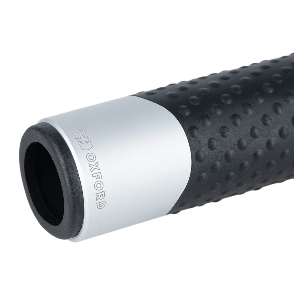 Oxford OX612 Tecnico Replacement Motorcycle Motorbike Handlebar Grips Fits Standard 22mm Black/Silver