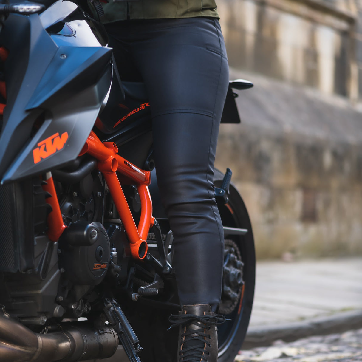 Oxford AA Wax Ladies Motorcycle Jegging Black
