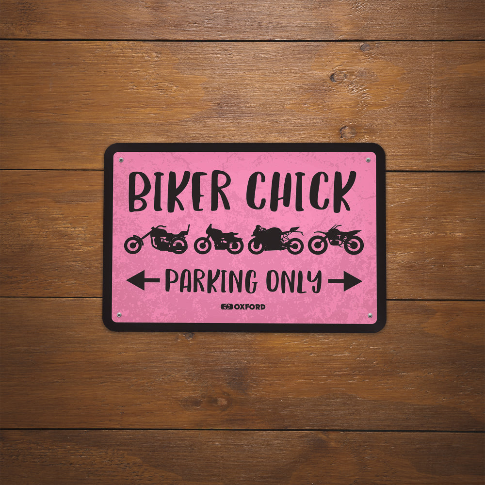 Oxford OX366 Garage Workshop Metal Sign: BIKER CHICK